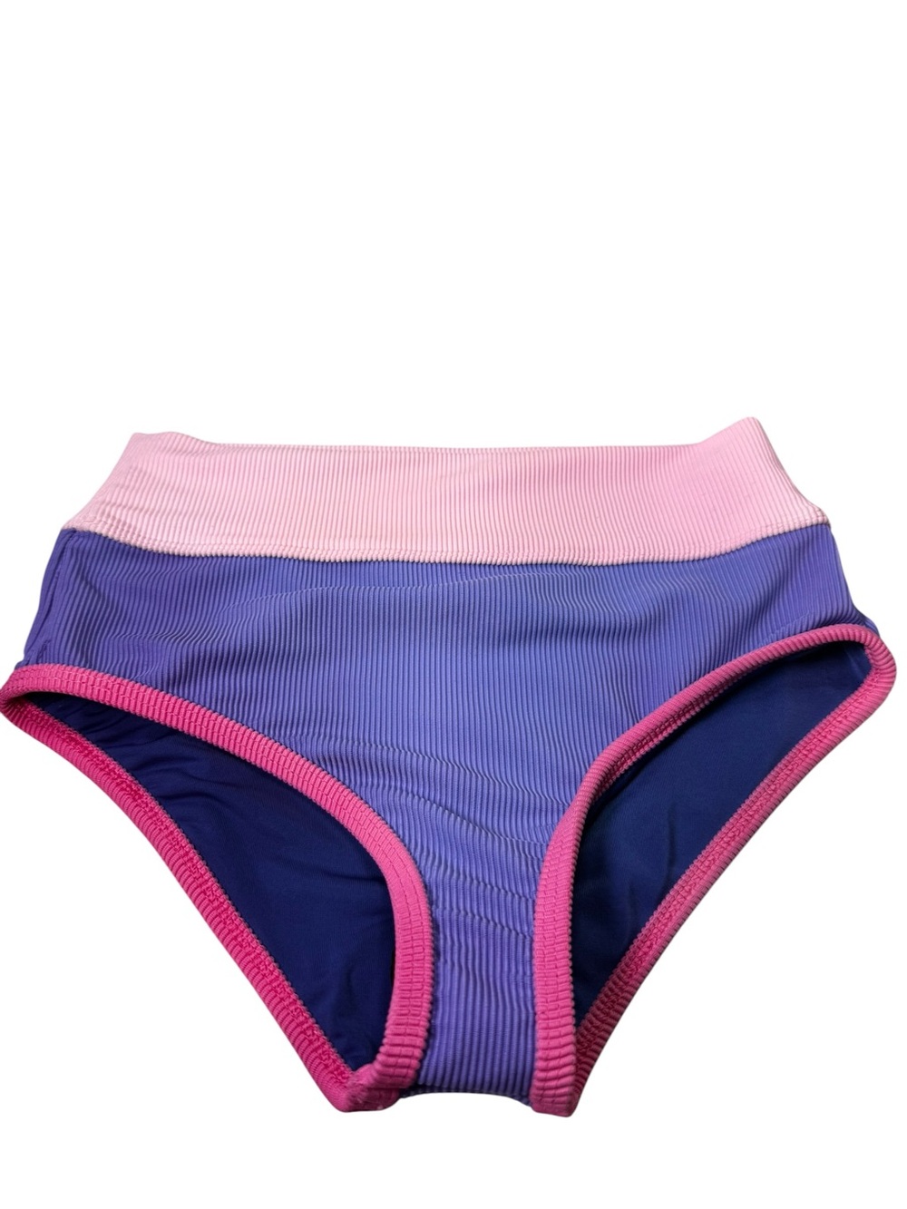 NWT Beach Riot Emmy High Waisted Ribbed Bikini Bottom Purple Pink 11/12 Child